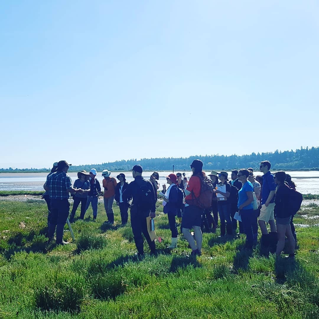 A group of ecologists and local interested people attend a workshop on the estuary.