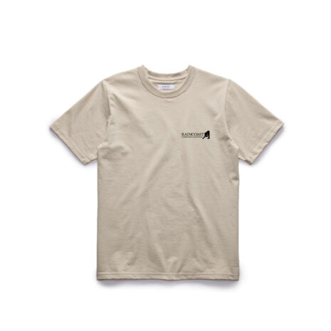 Killer whale tee Raincoast logo on top of a sand t-shirt.