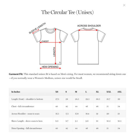 Chart Chart for all of the sizes of the killer whale tee.